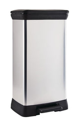 type A Slim Silver Plastic Rectangular Step Garbage Can, 50-L E0O2 - product image 1