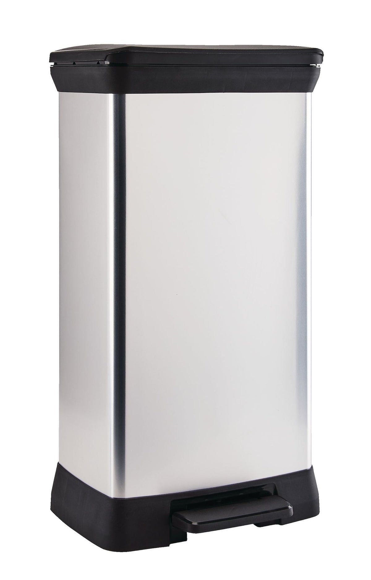 type A Slim Silver Plastic Rectangular Step Garbage Can, 50-L E0O2 - product image 1