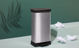 type A Slim Silver Plastic Rectangular Step Garbage Can, 50-L E0O2 - product image 2