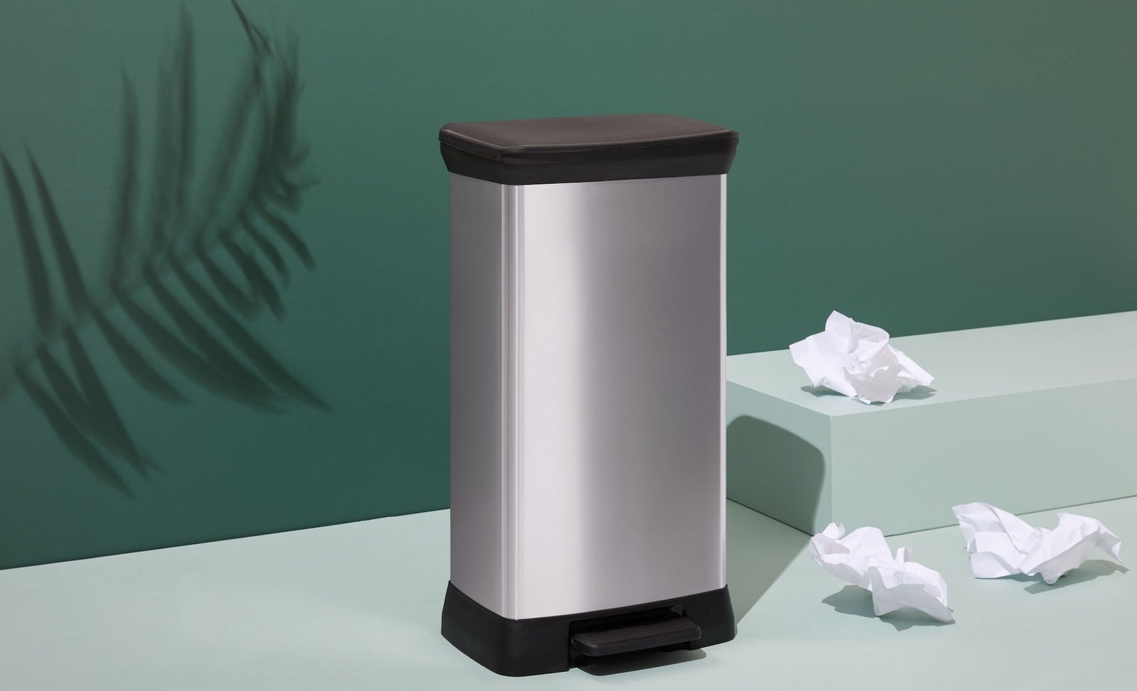 type A Slim Silver Plastic Rectangular Step Garbage Can, 50-L E0O2 - product image 2