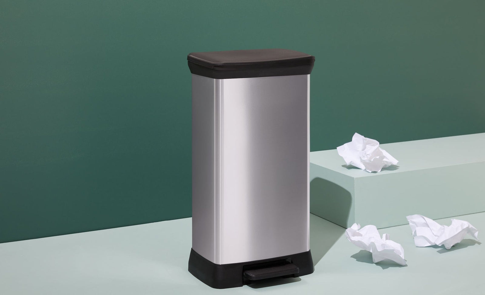 type A Slim Silver Plastic Rectangular Step Garbage Can, 50-L E0O2 - product image 3