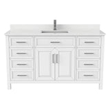 Bathe Terrence Undermount Single Sink Stone Top Bathroom Vanity with Drawer & Cabinet Organizer, White, 60-in M5T5 - product image 1
