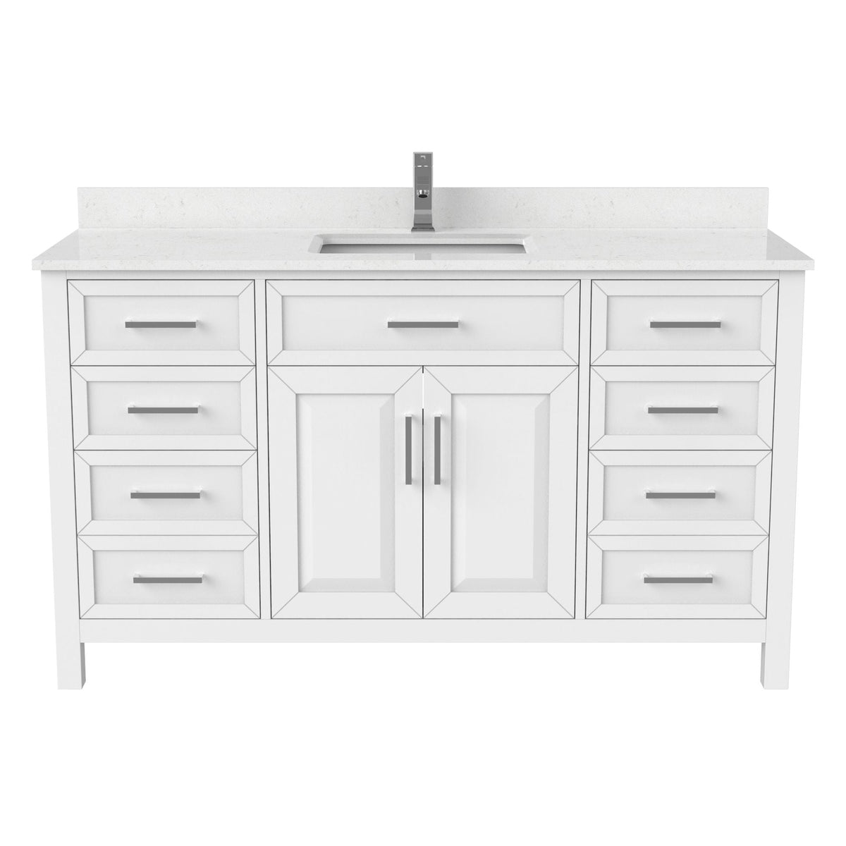 Bathe Terrence Undermount Single Sink Stone Top Bathroom Vanity with Drawer & Cabinet Organizer, White, 60-in M5T5 - product image 1