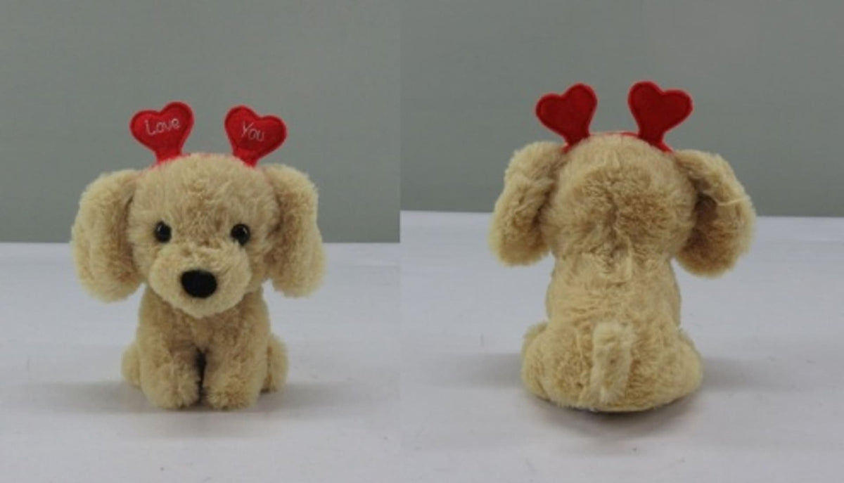 Valentine's Day Plush Dog with Heart Headband Gift for Valentine's/Anniversary Day, 6.5-in F8C8 - product image 1