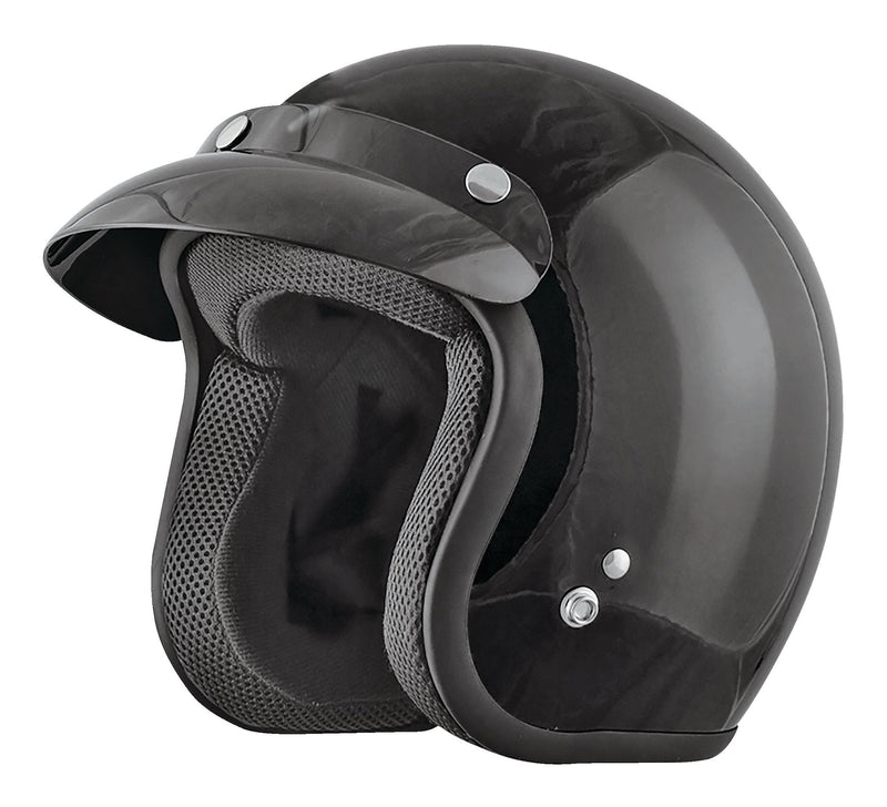 Adult Open-Face Motorcycle Helmet, Black, Assorted Sizes Z9C5