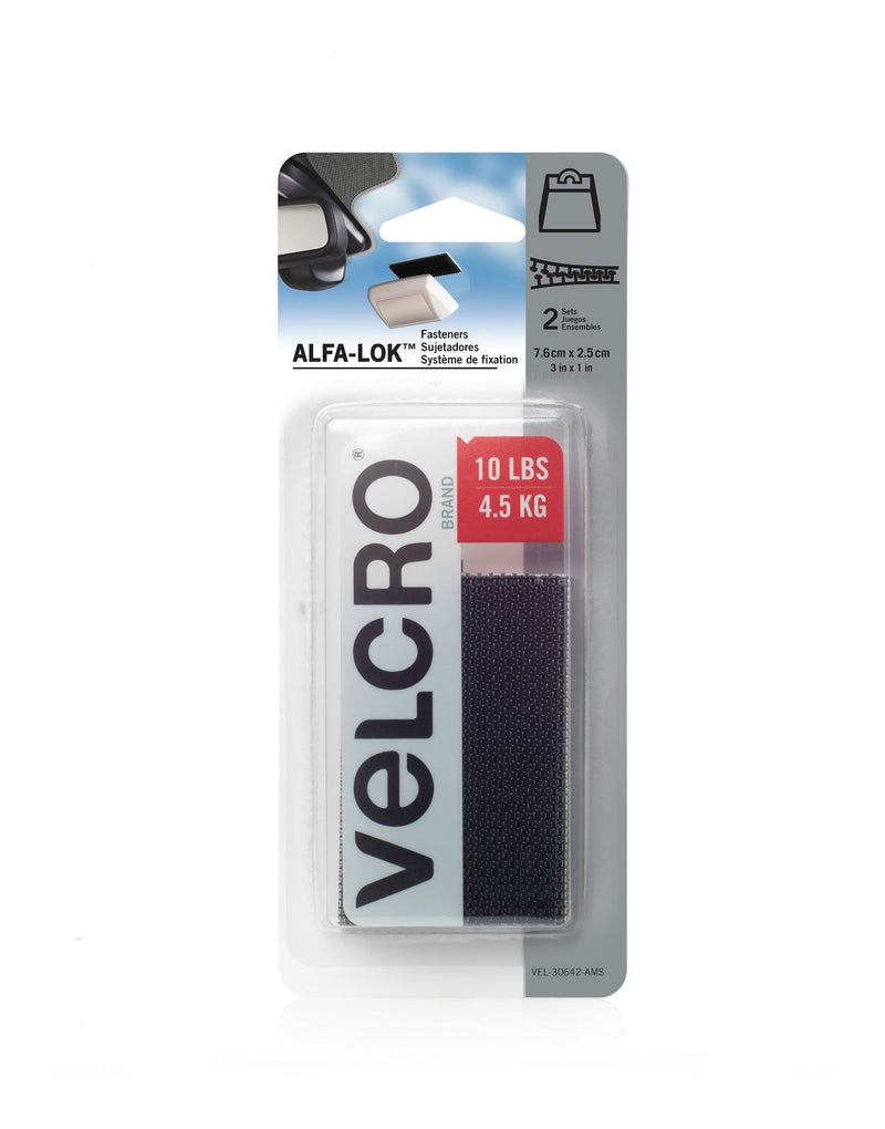 ALFA-LOK Double-Sided Adhesive Fastener Strips, Black, 10-lbs, 2-pk A8X7