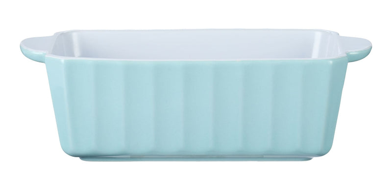 White/Blue Ceramic Loaf Baking Dish, 1-lb T7H1