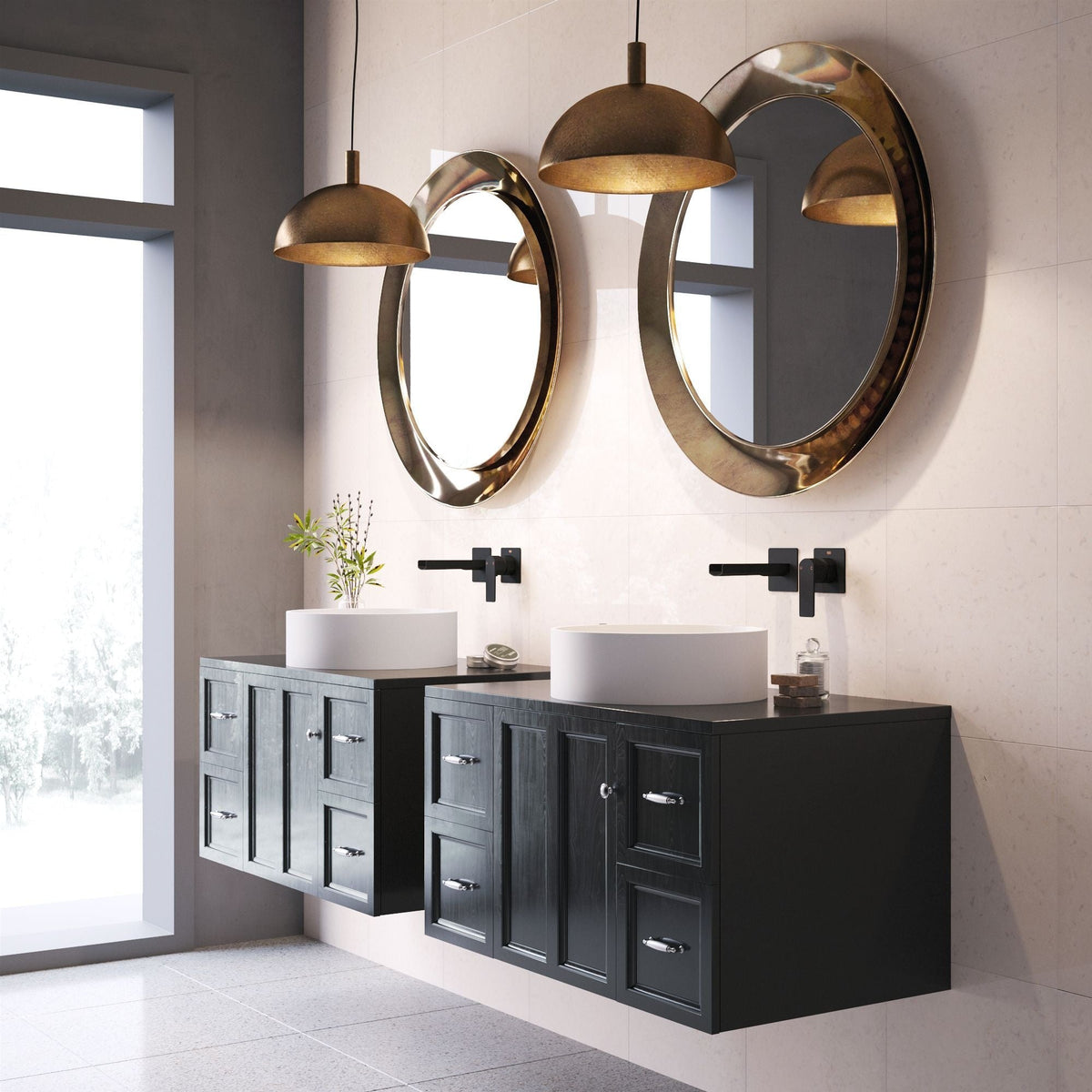 Anvil Matte Stone Round Composite Vessel Bathroom Sink/Basin with Deep Bowl, White L7O2 - product image 4