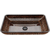 Glass Rectangular Vessel Bathroom Sink/Basin with Rounded Edges & Deep Bowl, Gold H1I7 - product image 1