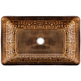 Glass Rectangular Vessel Bathroom Sink/Basin with Rounded Edges & Deep Bowl, Gold H1I7 - product image 2