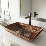Glass Rectangular Vessel Bathroom Sink/Basin with Rounded Edges & Deep Bowl, Gold H1I7 - product image 8