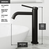 Lexington Single Handle Vessel Sink Bathroom Faucet with cFiber© Body, Matte Black Z1F5 - product image 7