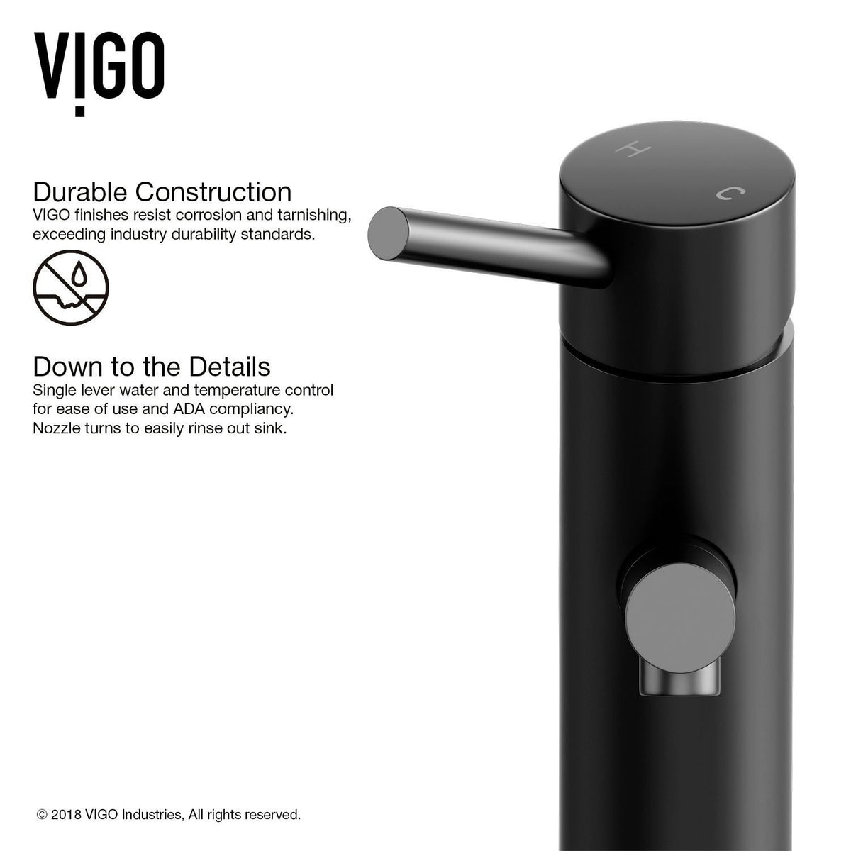 Noma Single Handle Single Hole Bathroom Sink Faucet, Matte Black O6M9 - product image 6