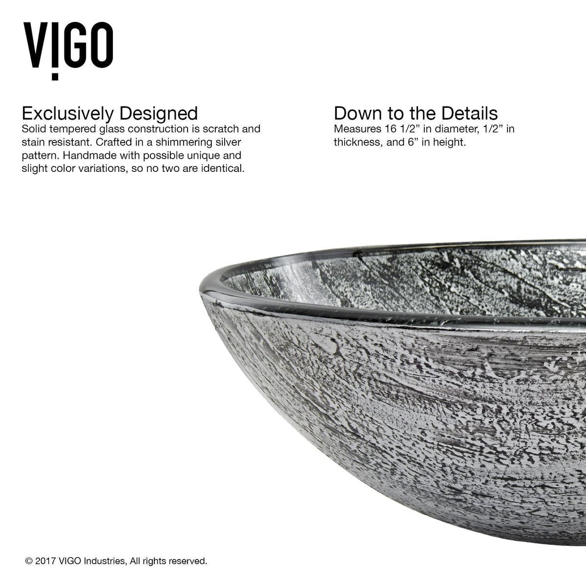 Round Glass Vessel Bathroom Sink/Basin with Deep Bowl, Titanium J0R8 - product image 6
