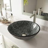 Round Glass Vessel Bathroom Sink/Basin with Deep Bowl, Titanium J0R8 - product image 8