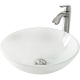 White Frost White Bathroom Sink/Basin Set with Linus Faucet and Round Glass Vessel J8S8 - product image 1