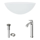 White Frost White Bathroom Sink/Basin Set with Linus Faucet and Round Glass Vessel J8S8 - product image 2