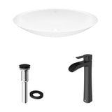 Wisteria MatteStone White Bathroom Sink/Basin Set with Niko Faucet and Oval Composite Vessel P4Z5 - product image 2