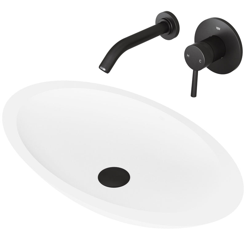 Wisteria White Bathroom Sink Set with Matte Black Olus Faucet D8M5